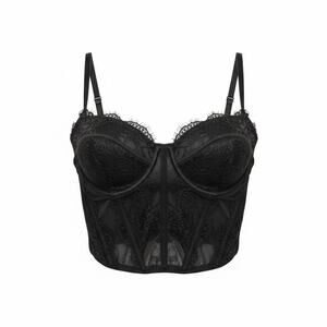 Dealmore Black Floral Lace Bustier Top Approx size Medium